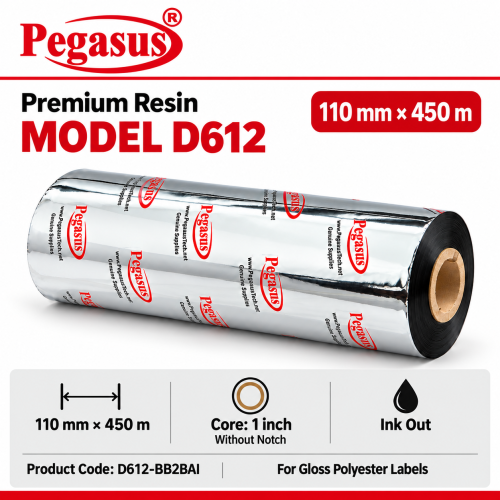 Premium Resin-D612,110mmx450mtr,1 inch core,without notch,Ink out